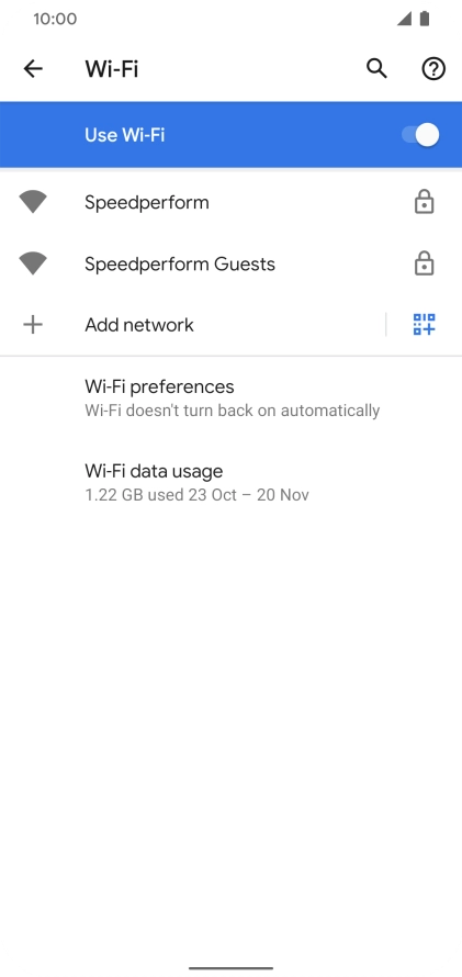 Press the required Wi-Fi network.