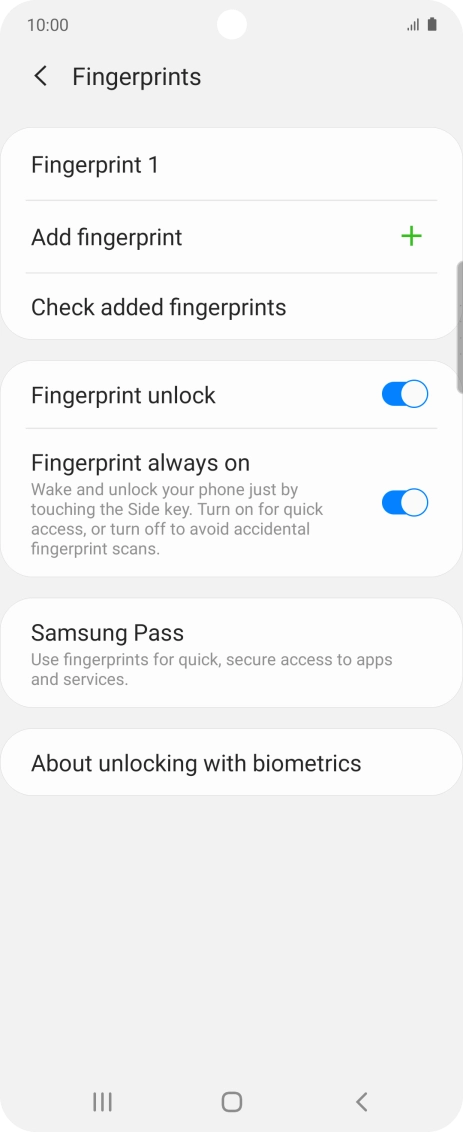 Press the indicators next to the required settings to turn them on or off.