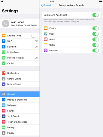 Press the indicator next to 