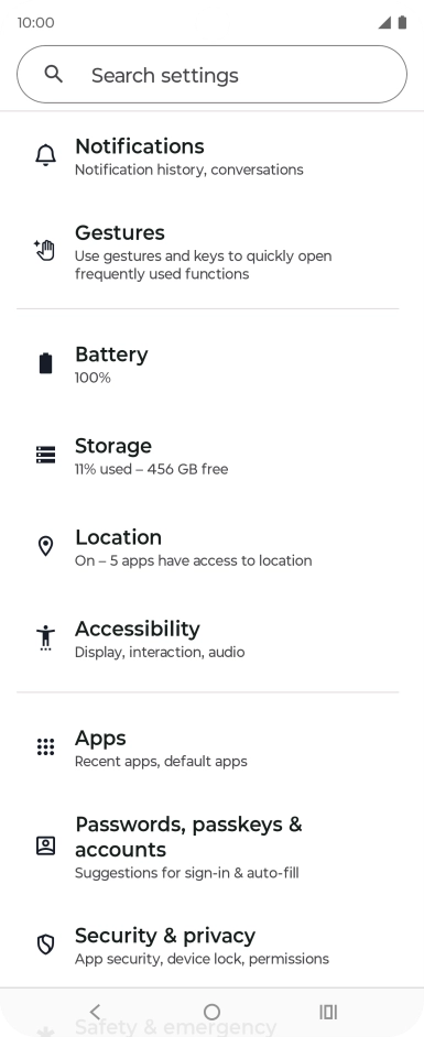 Press Passwords, passkeys & accounts.