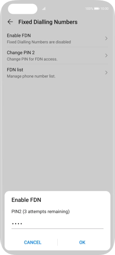 Key in your PIN2 and press OK. The default PIN2 is 0000.