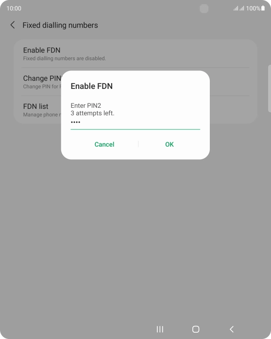 Key in your PIN2 and press OK. The default PIN2 is 0000.