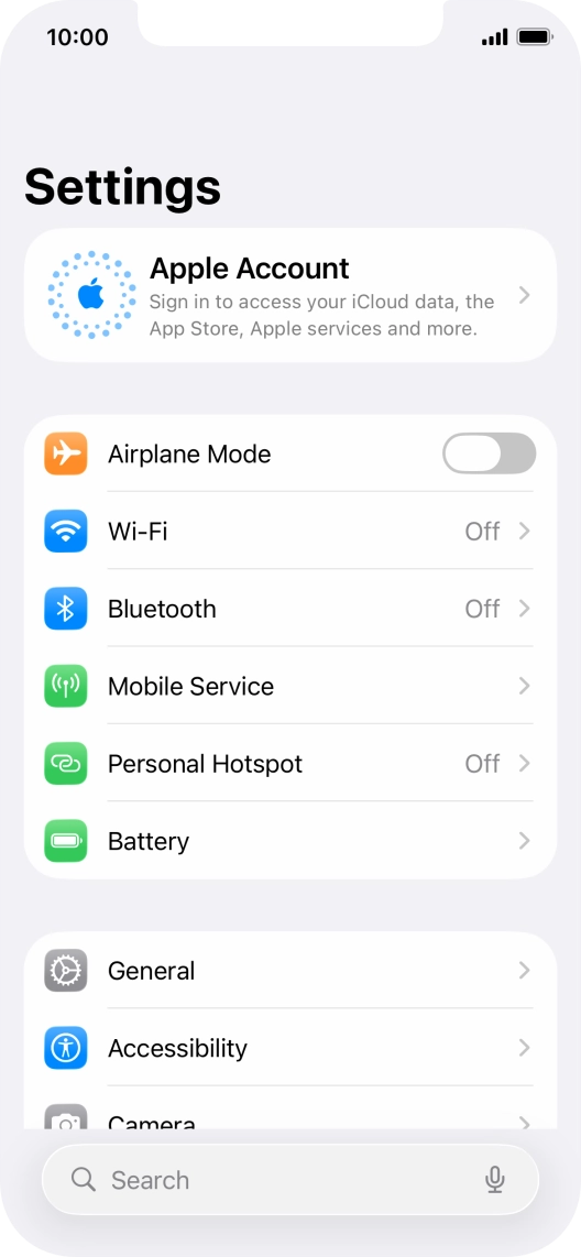 Press Apple Account.