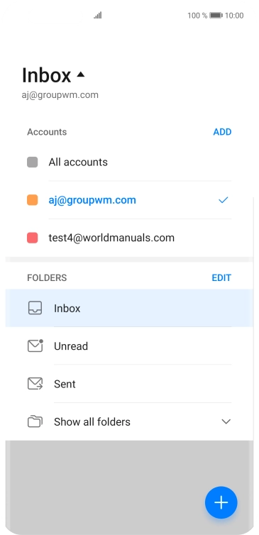 Press the required email account.