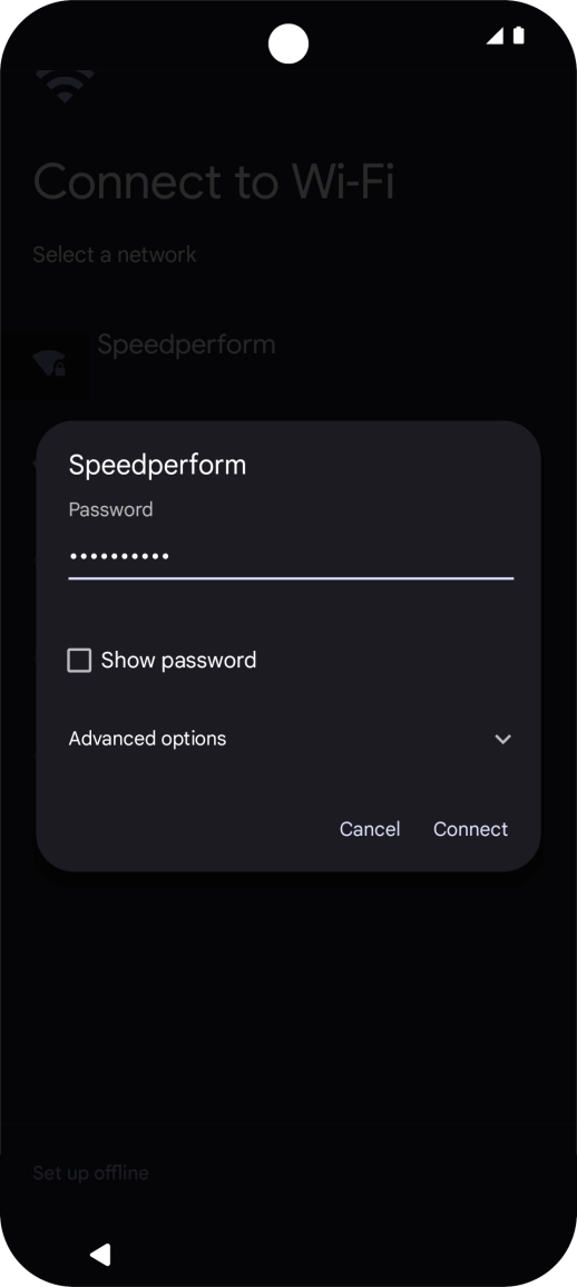 Key in the password for the Wi-Fi network and press Connect.