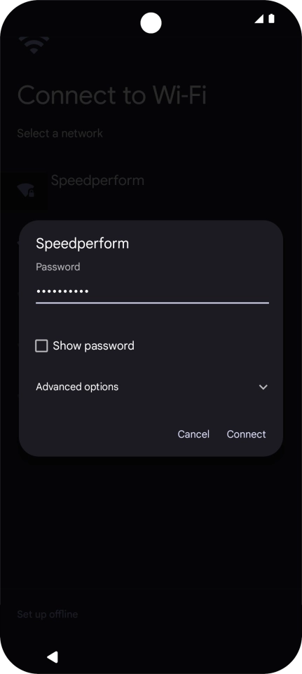 Key in the password for the Wi-Fi network and press Connect.