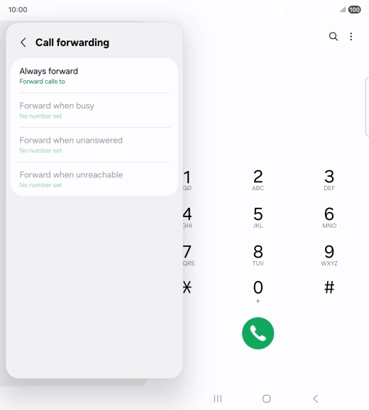 Press the required divert type.