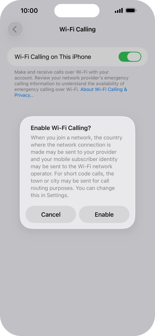 If you turn on the function, press Enable.