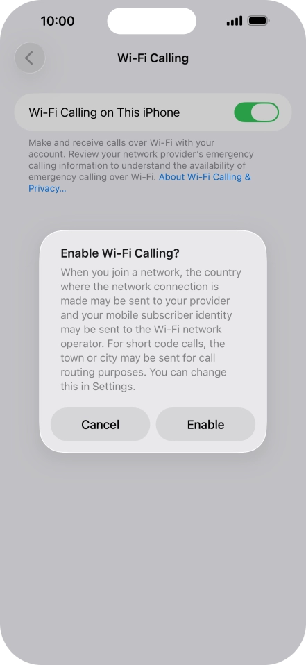 If you turn on the function, press Enable.