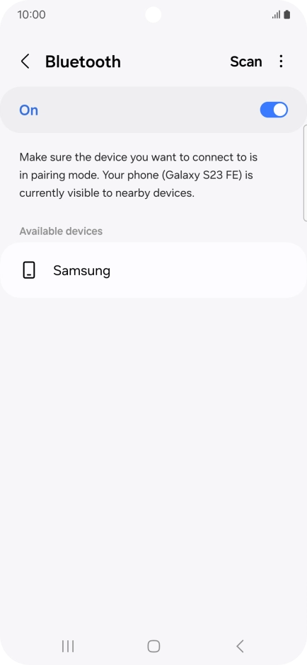 Press the required Bluetooth device and follow the instructions on the screen to pair the device with your phone.
