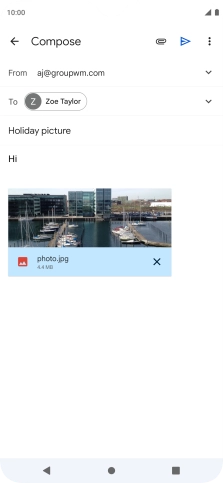 Press the send icon when you've finished your email.