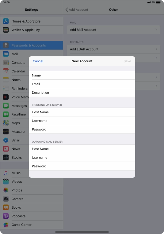 Press Host Name and key in the name of your email provider's outgoing server.