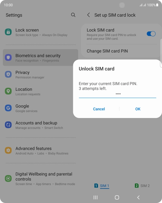 Key in your PIN and press OK. The default PIN is 1111.