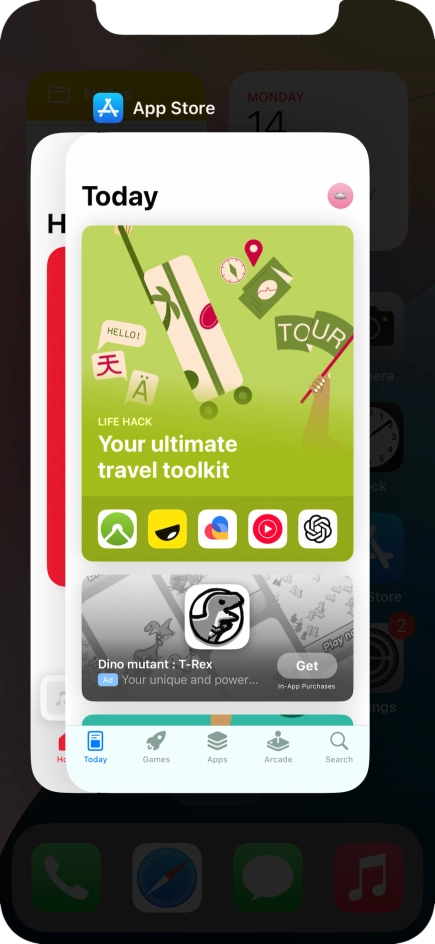 Slide upwards on the required application to end it.