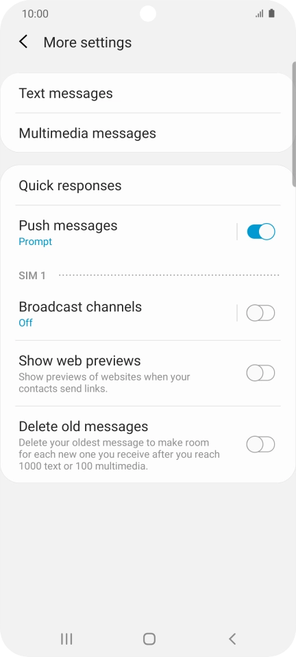 Press Text messages.