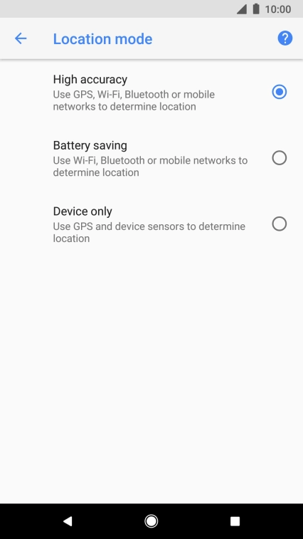 If you select High accuracy, your phone can find your exact position using the GPS satellites, the mobile network and nearby Wi-Fi networks. Satellite-based GPS requires a clear view of the sky.