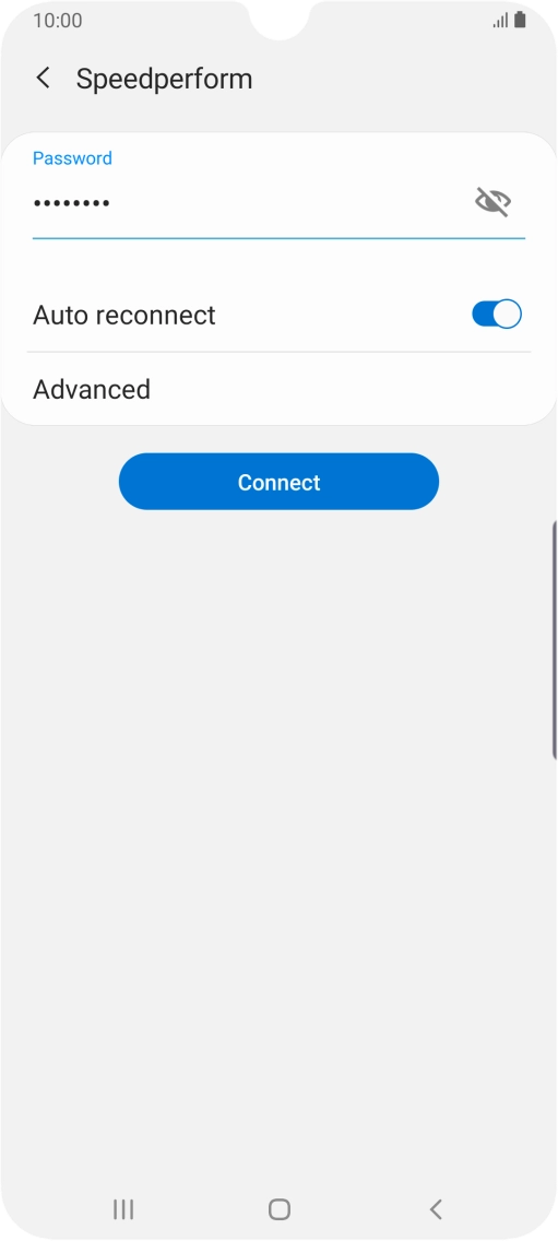 Key in the password for the Wi-Fi network and press Connect.