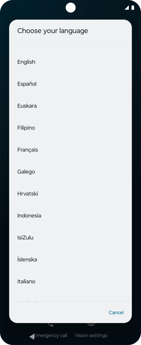 Press the required language.
