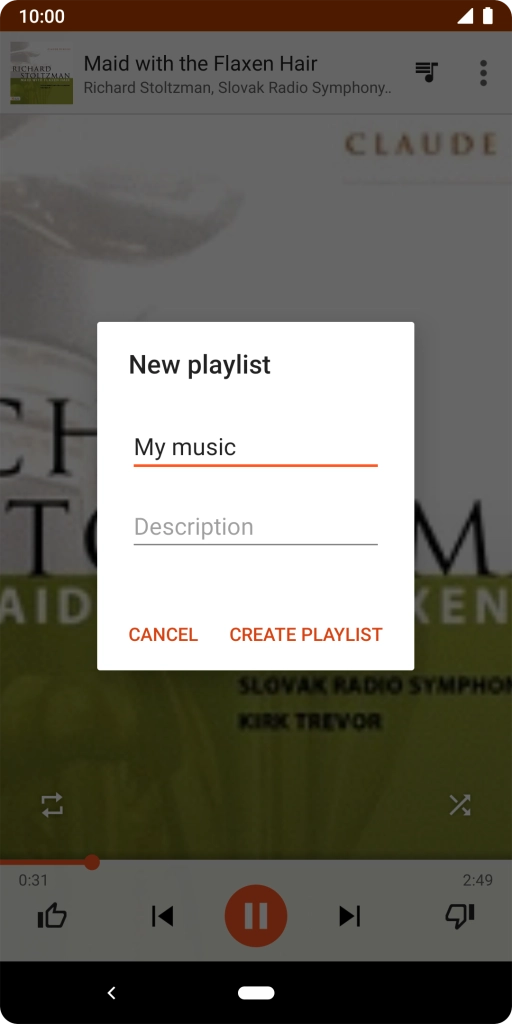 Key in a name for the playlist and press CREATE PLAYLIST.