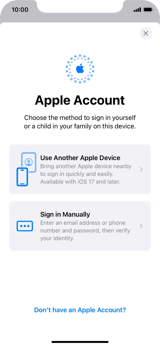 Press Sign in Manually.