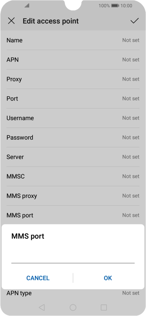Key in 8080 and press OK.