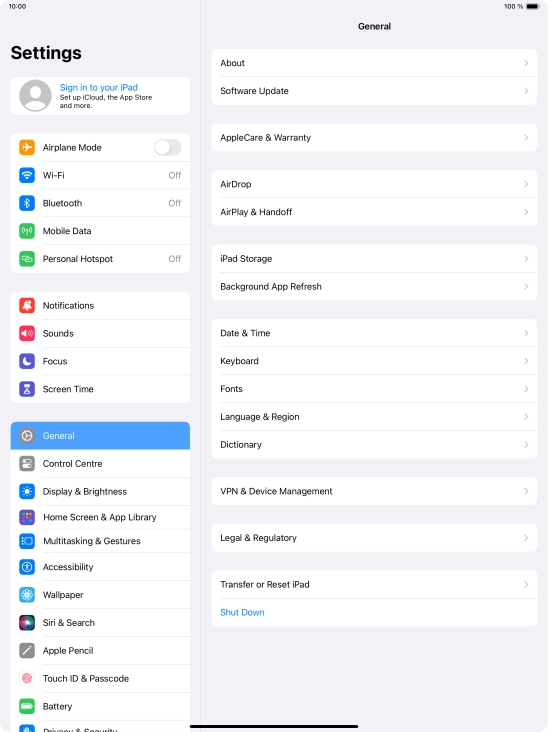 Press Sign in to your iPad.