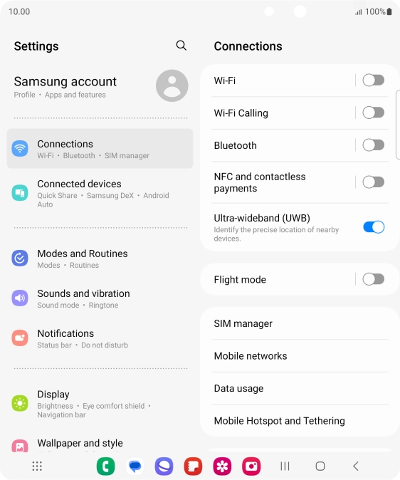 Press Mobile Hotspot and Tethering.