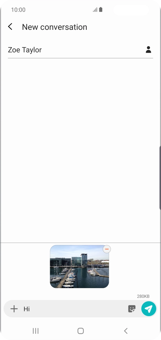 Press the send icon when you've finished your MMS.