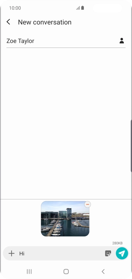 Press the send icon when you've finished your MMS.