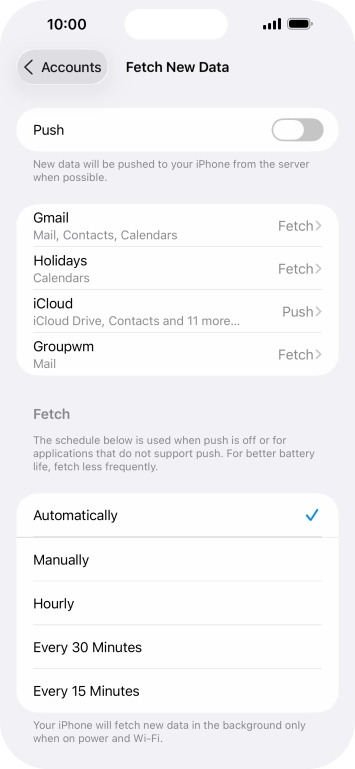 If you turn off the function, press the required setting.