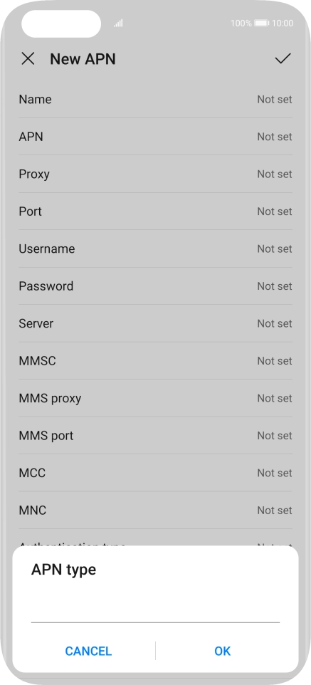 Key in default and press OK.
