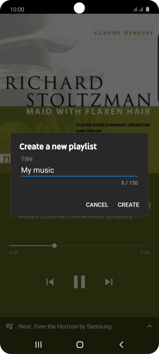 Key in a name for the playlist and press CREATE.