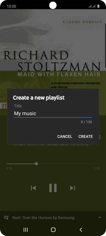 Key in a name for the playlist and press CREATE.