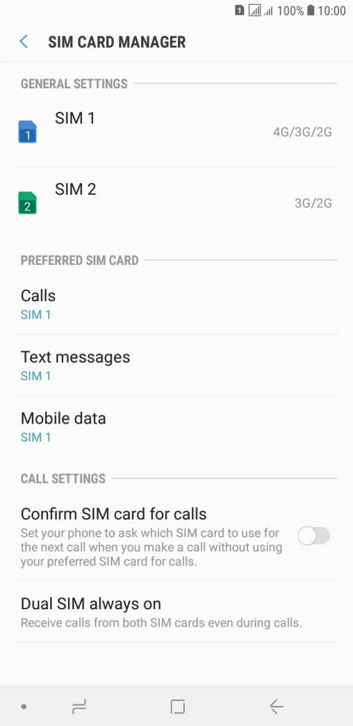 Press the required SIM.