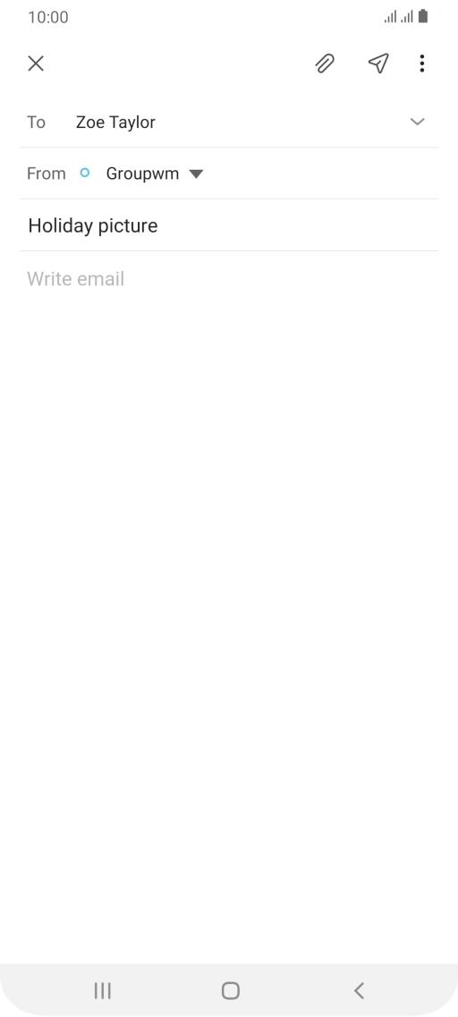 Press the text input field and write the text for your email.