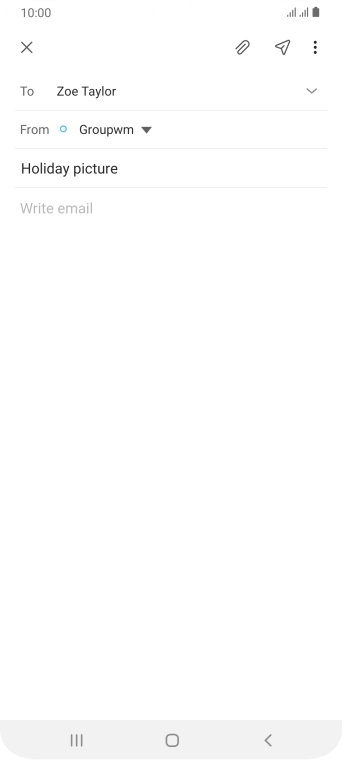 Press the text input field and write the text for your email.