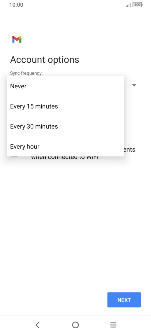 Press the required setting.