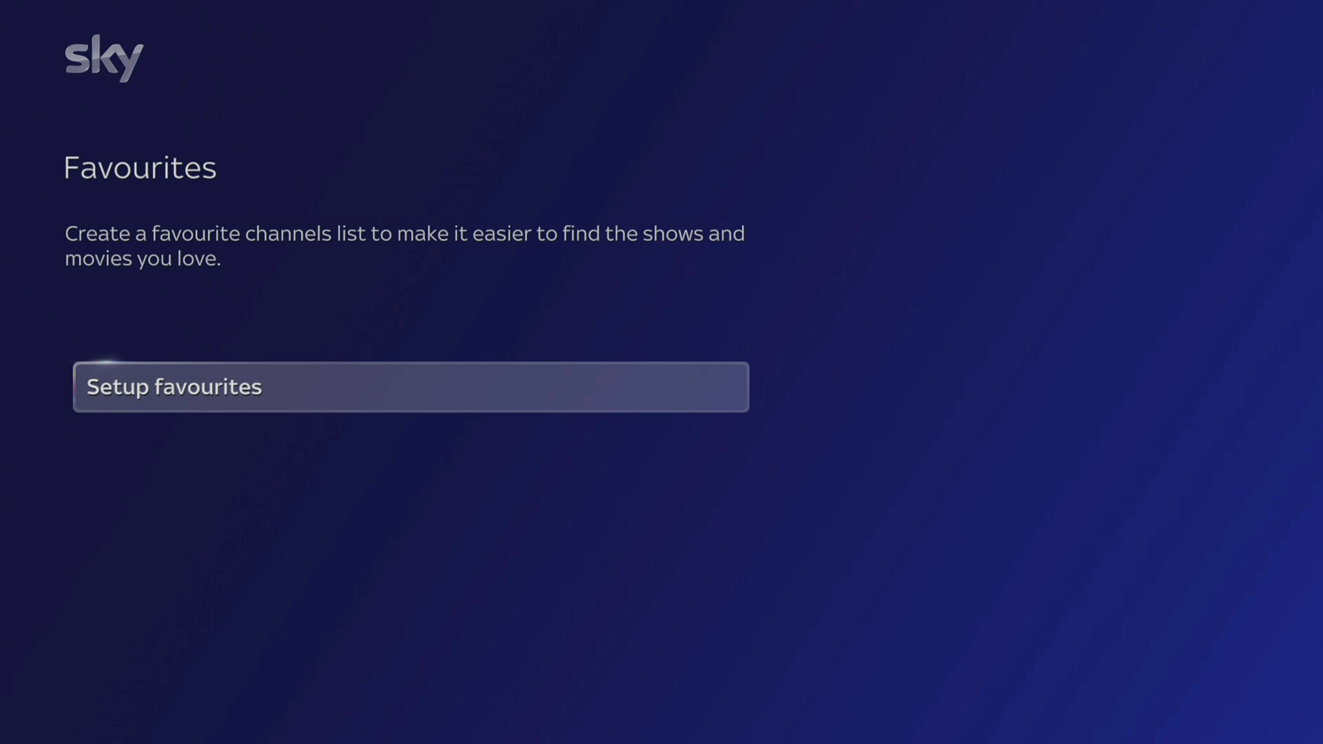 Select Setup favourites.