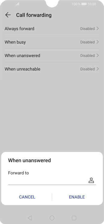 Key in +447953222222 and press ENABLE.