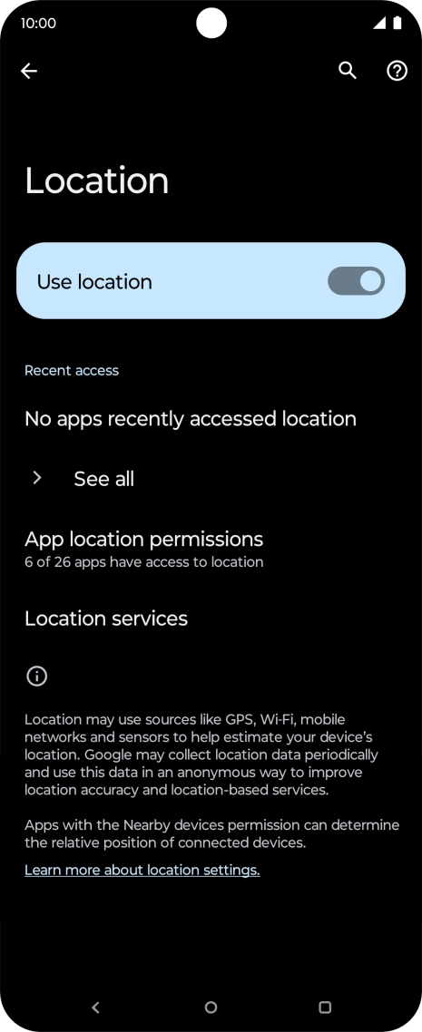 Press App location permissions.
