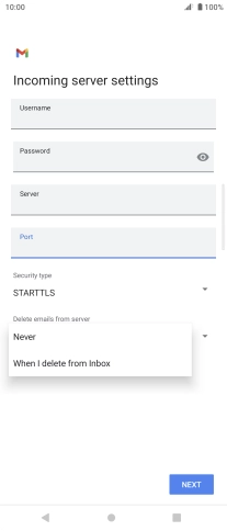 Press Never to keep email on the server when you delete them on your phone.