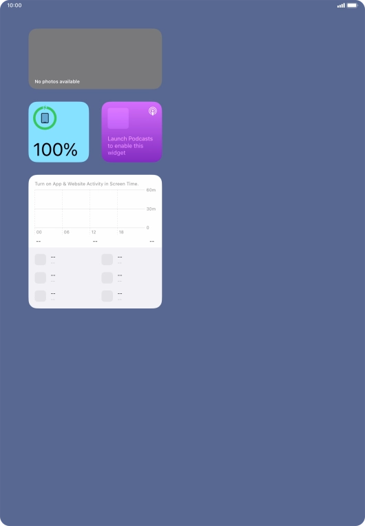 Slide your finger up or down on the screen to see more widgets.