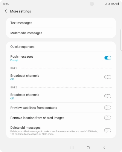 Press Text messages.