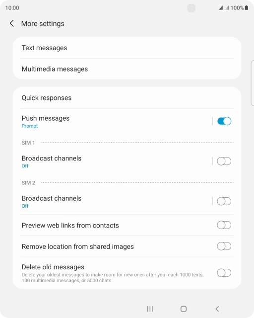 Press Text messages.