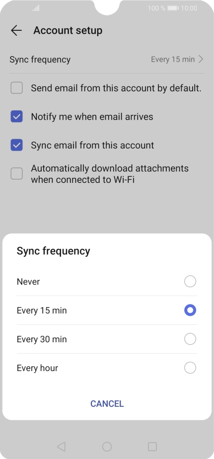 Press the required setting.
