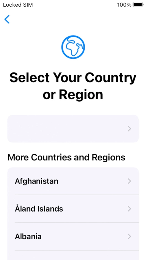 Press the required country or area.