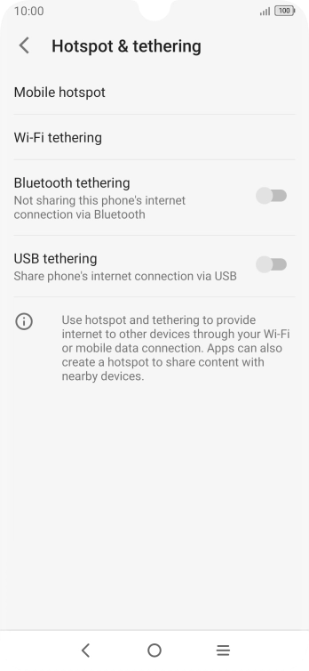 Press Mobile hotspot.