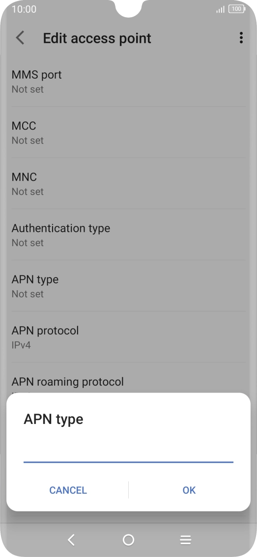 Key in default and press OK.