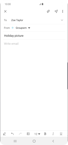 Press the text input field and write the text for your email.