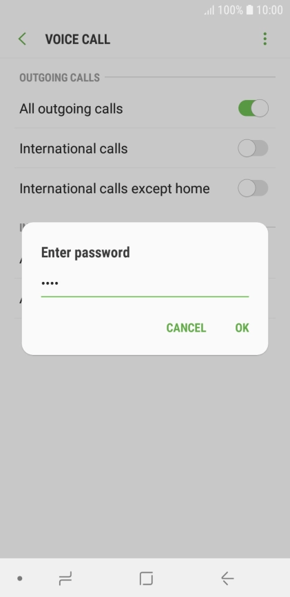 Key in your barring password and press OK.